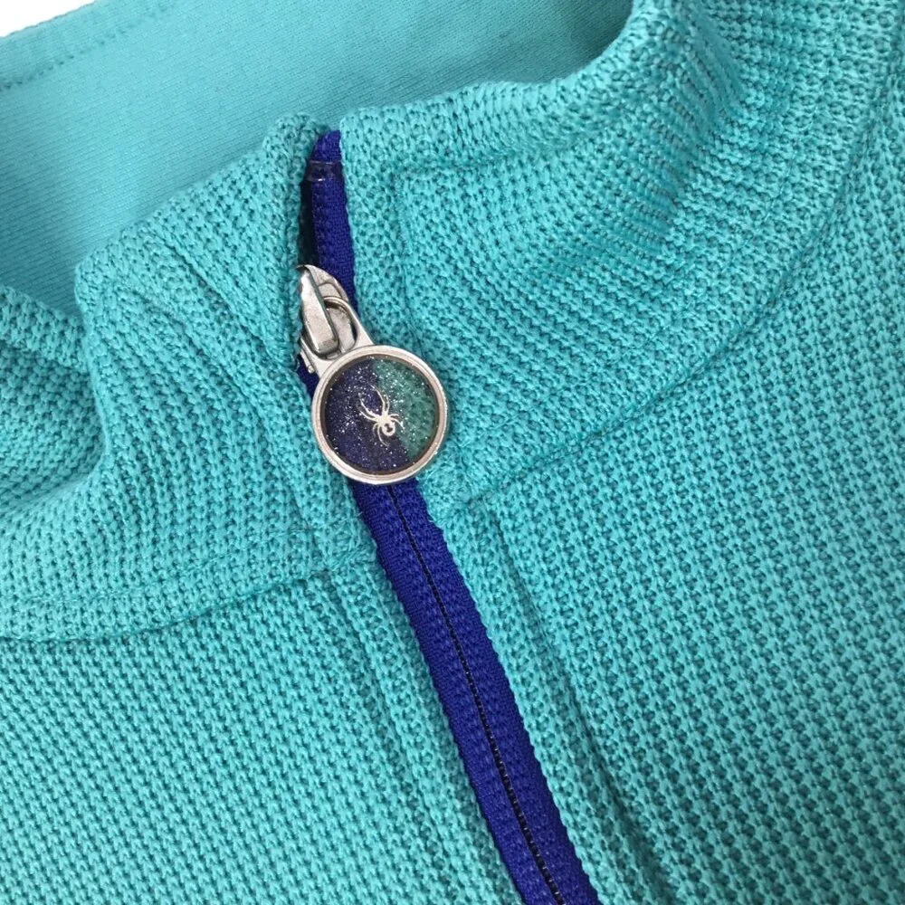 Spyder Endure Stryke Full Zip Sweater Knit Jacket Girls Size XL 18 Logo Teal